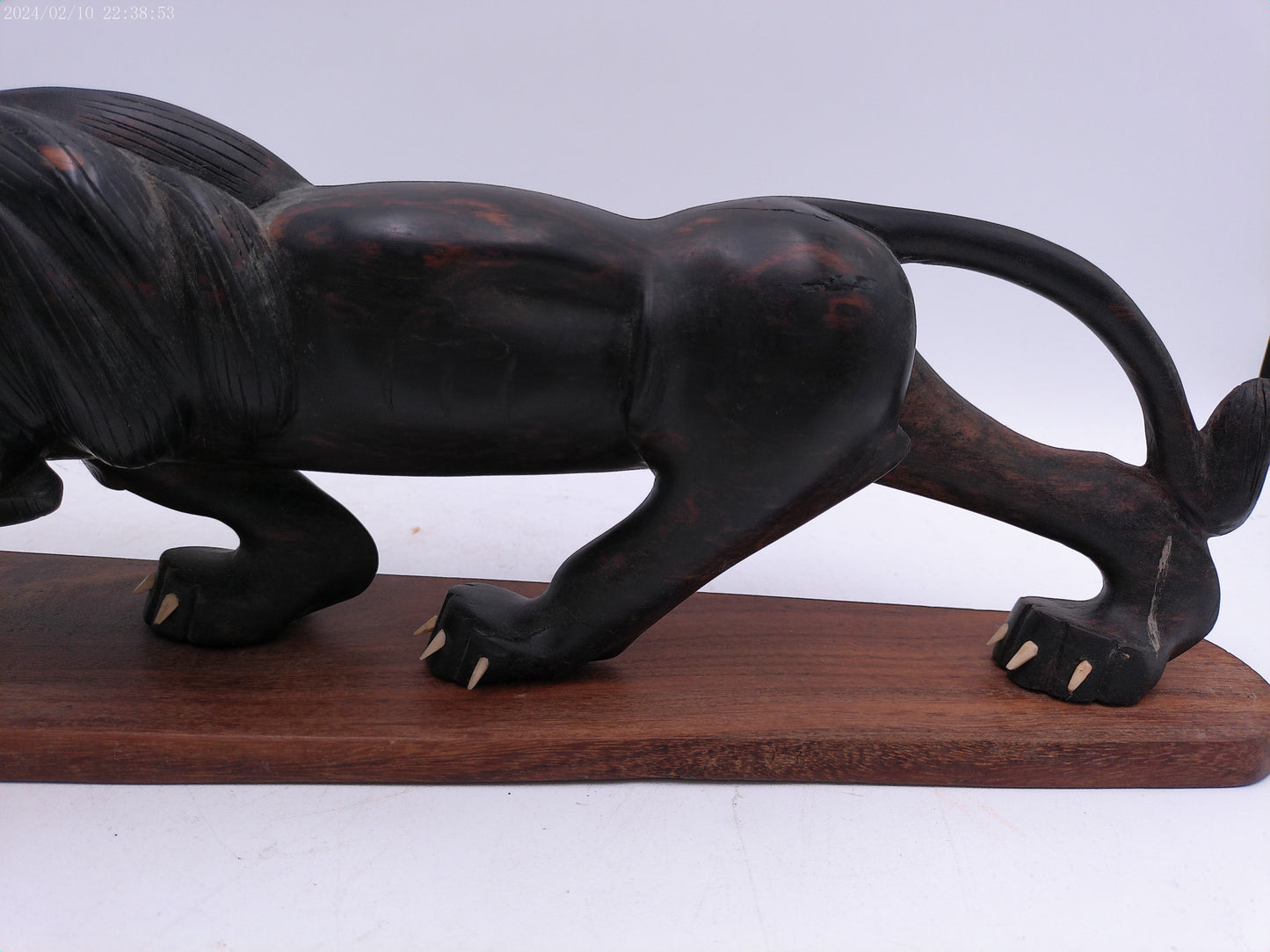 Beautiful Wood Carved Lion on Stand