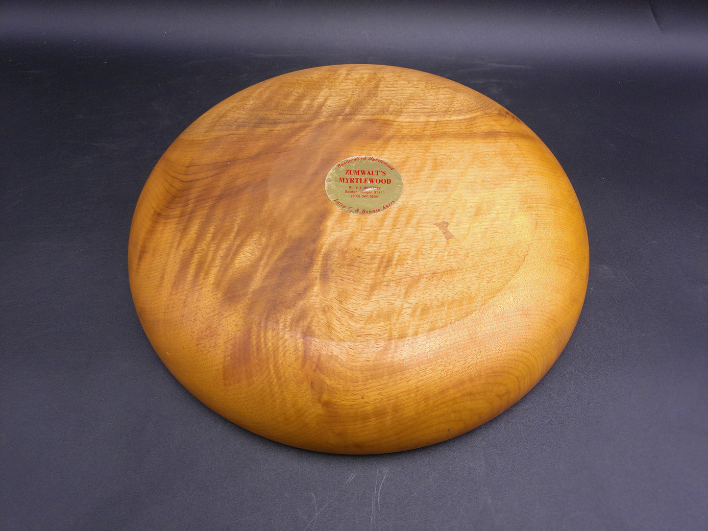 Myrtlewood Large Round Serving Tray Bowl Dish Hand Made Vintage made in Oregan