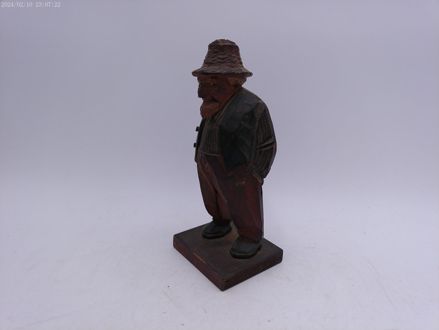 Wood Carved Old Man Statue Vintage