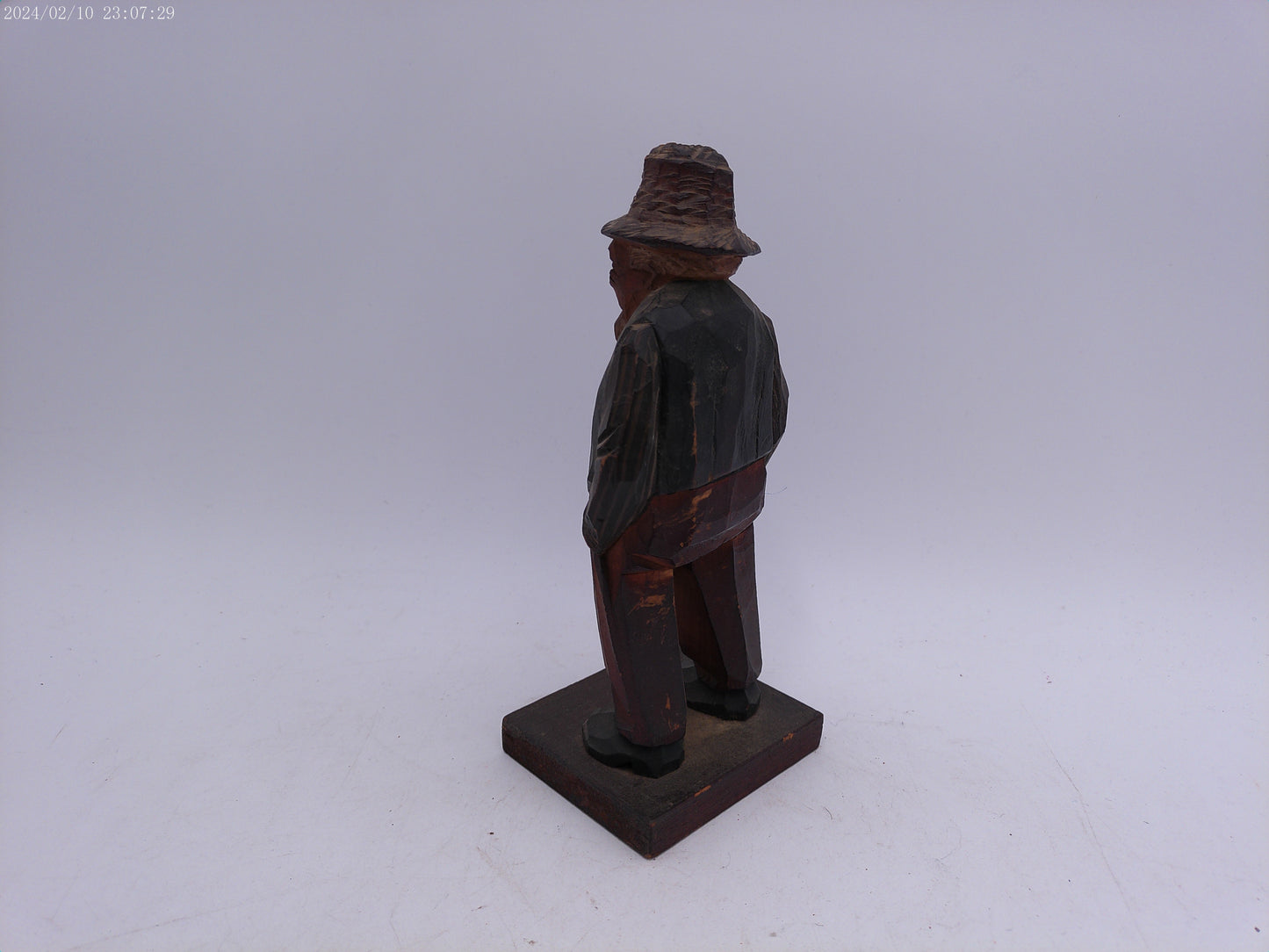Wood Carved Old Man Statue Vintage