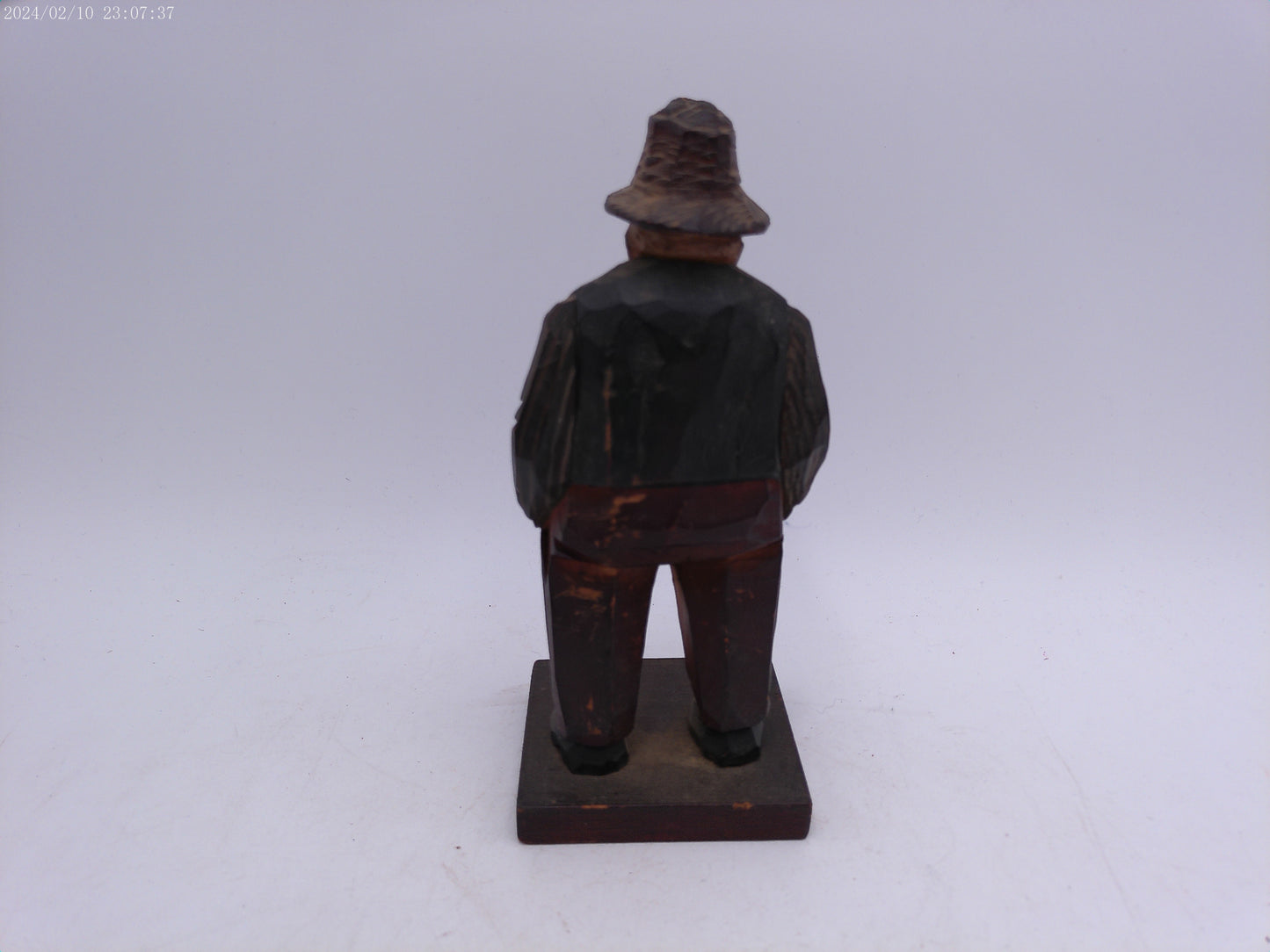 Wood Carved Old Man Statue Vintage