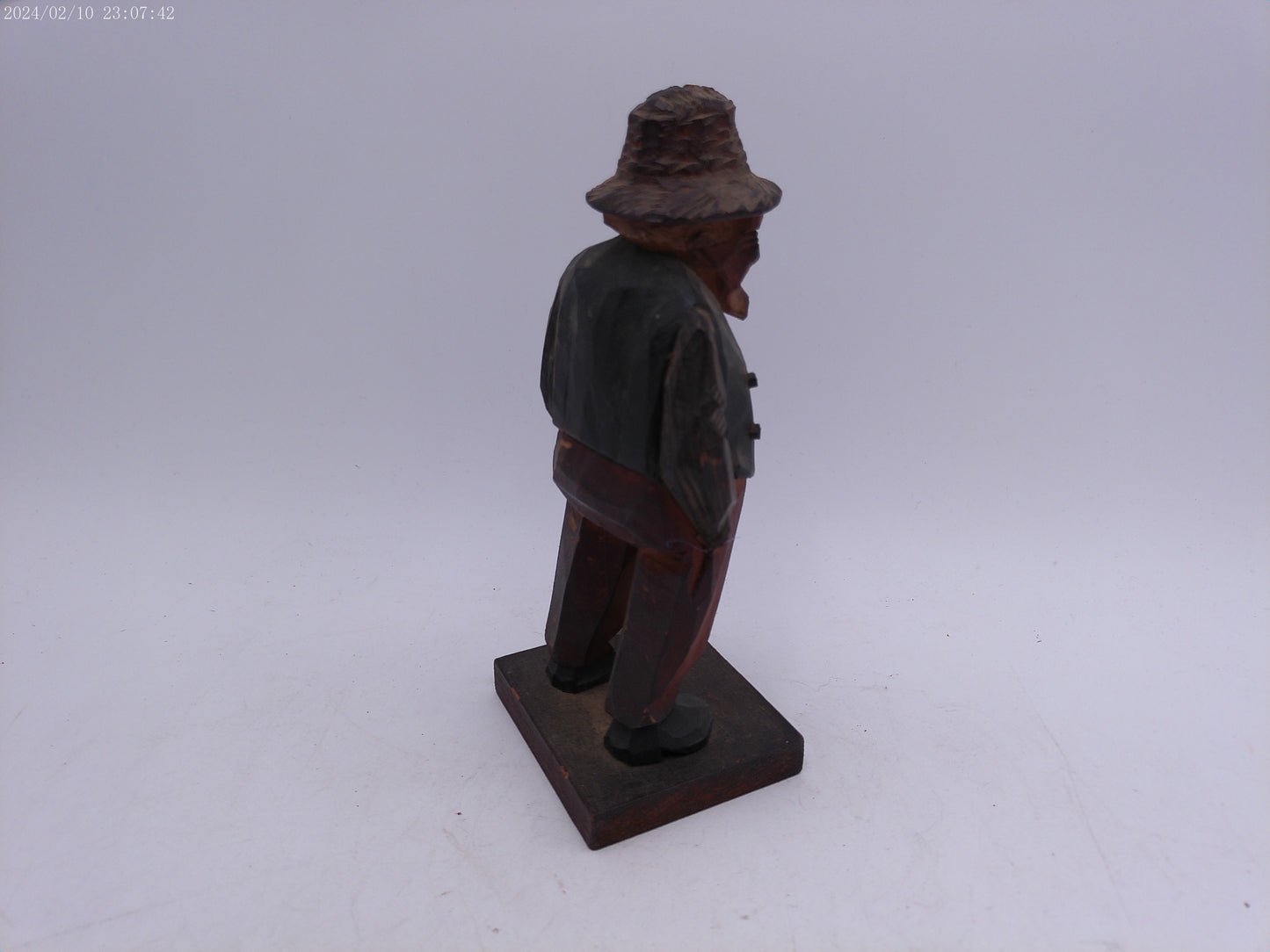 Wood Carved Old Man Statue Vintage