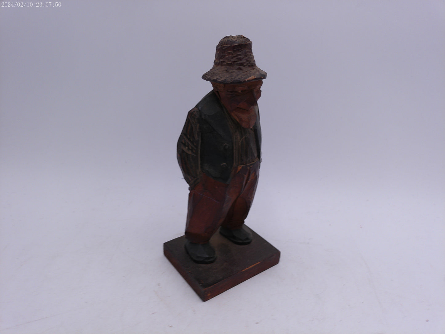 Wood Carved Old Man Statue Vintage
