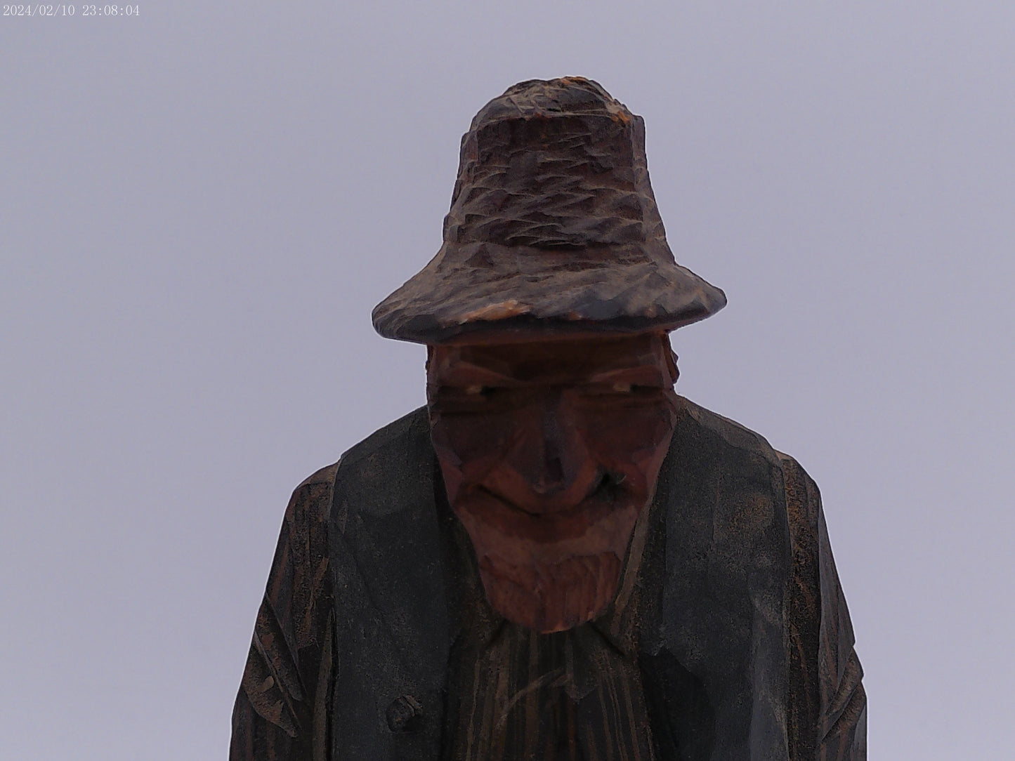 Wood Carved Old Man Statue Vintage