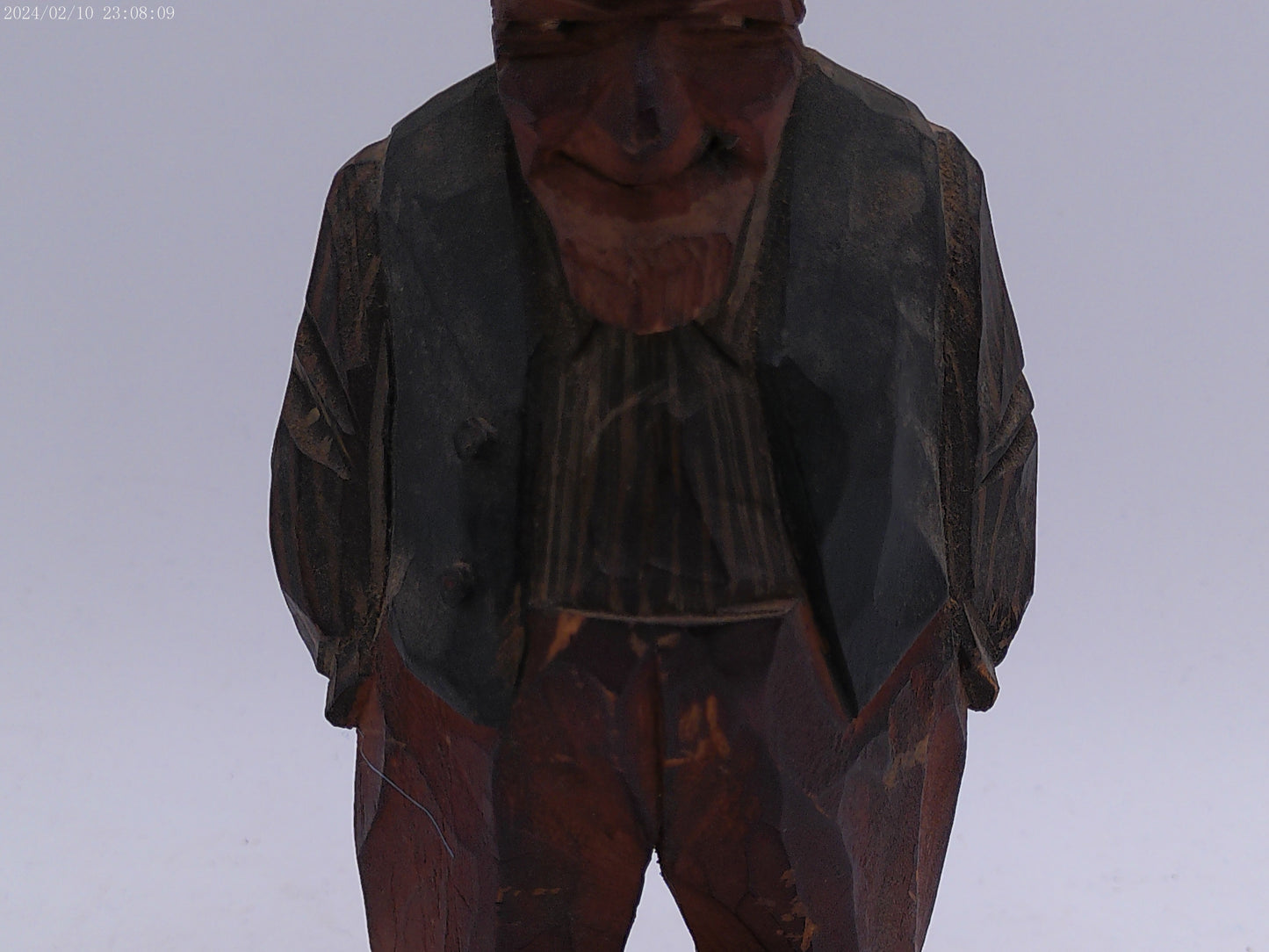 Wood Carved Old Man Statue Vintage