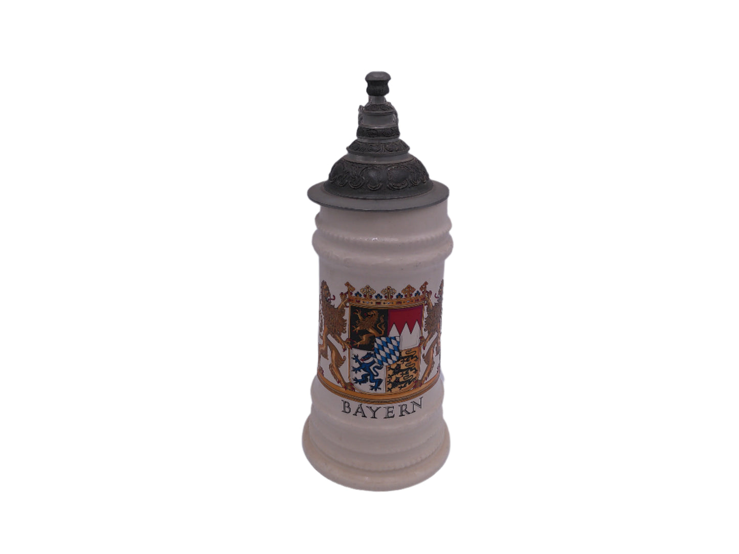 Beer Stein Bayern Mug Bayern Bavaria Crest Coat of Arms German Lidded Pewter