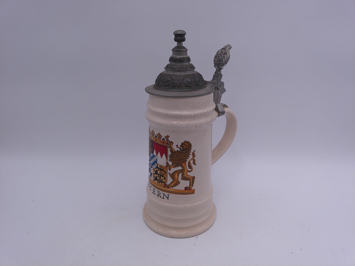 Beer Stein Bayern Mug Bayern Bavaria Crest Coat of Arms German Lidded Pewter