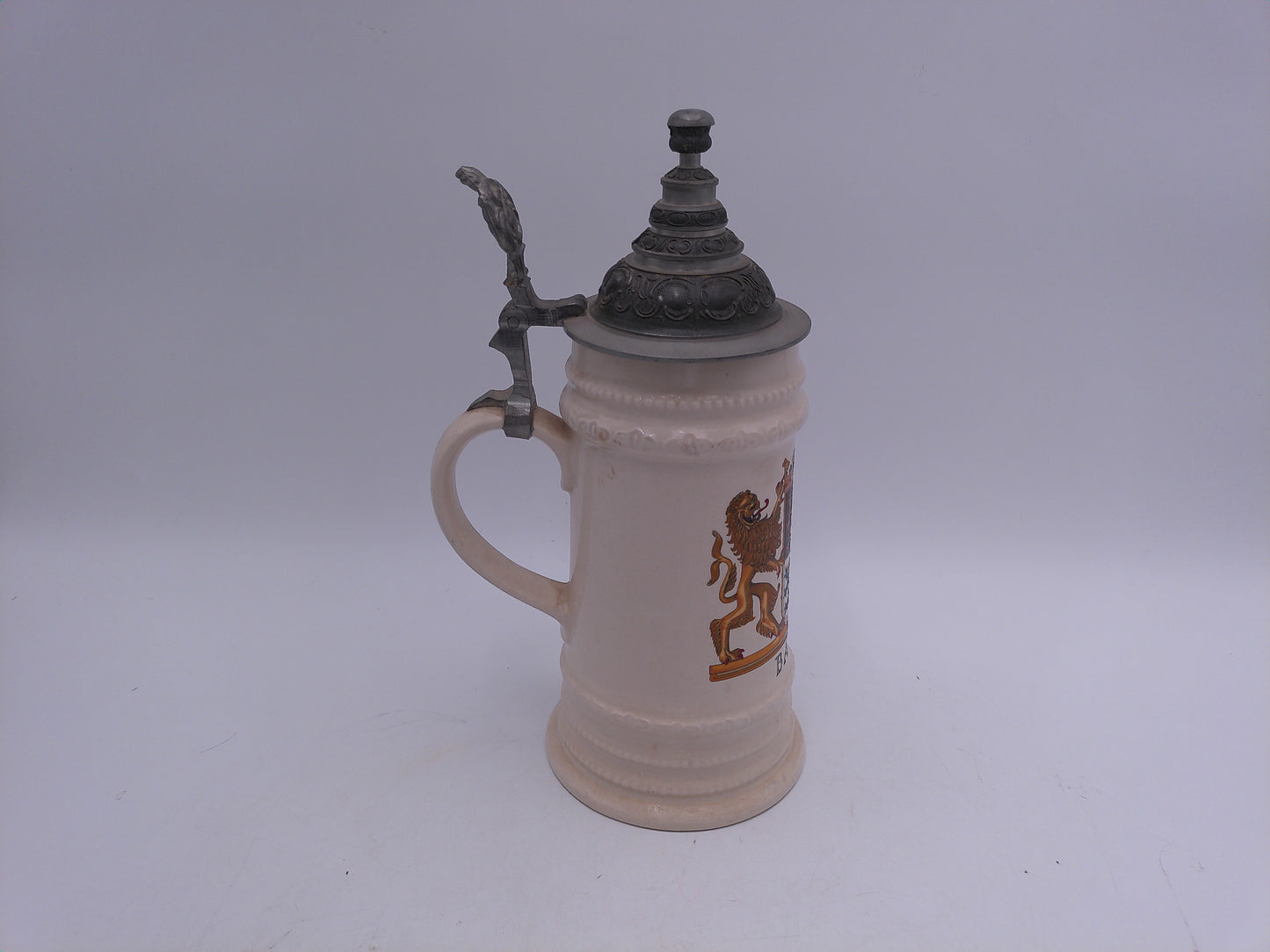Beer Stein Bayern Mug Bayern Bavaria Crest Coat of Arms German Lidded Pewter