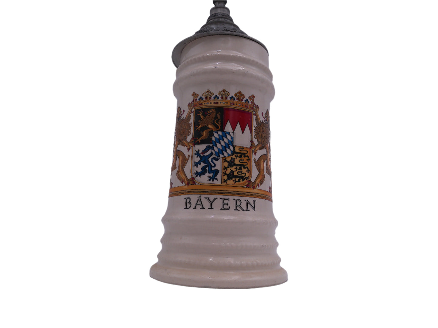 Beer Stein Bayern Mug Bayern Bavaria Crest Coat of Arms German Lidded Pewter