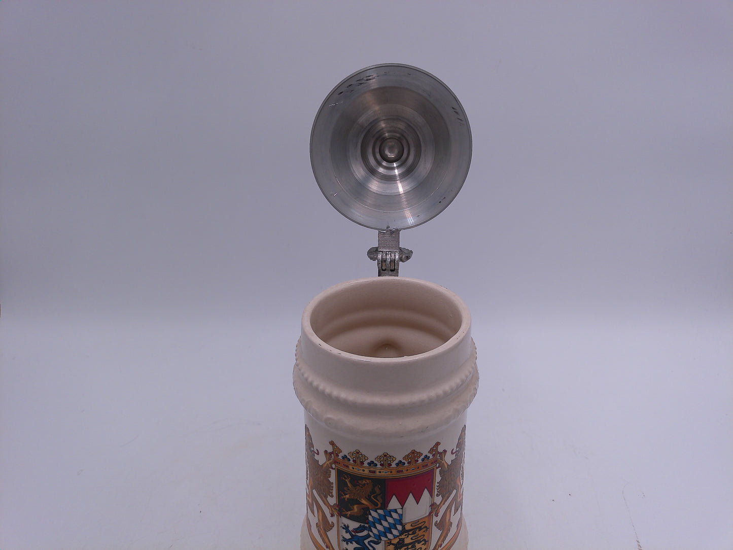 Beer Stein Bayern Mug Bayern Bavaria Crest Coat of Arms German Lidded Pewter