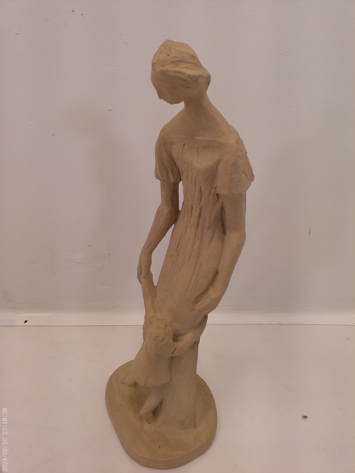 Mother and Me of Mother and Child Resin Sculpture 1970's