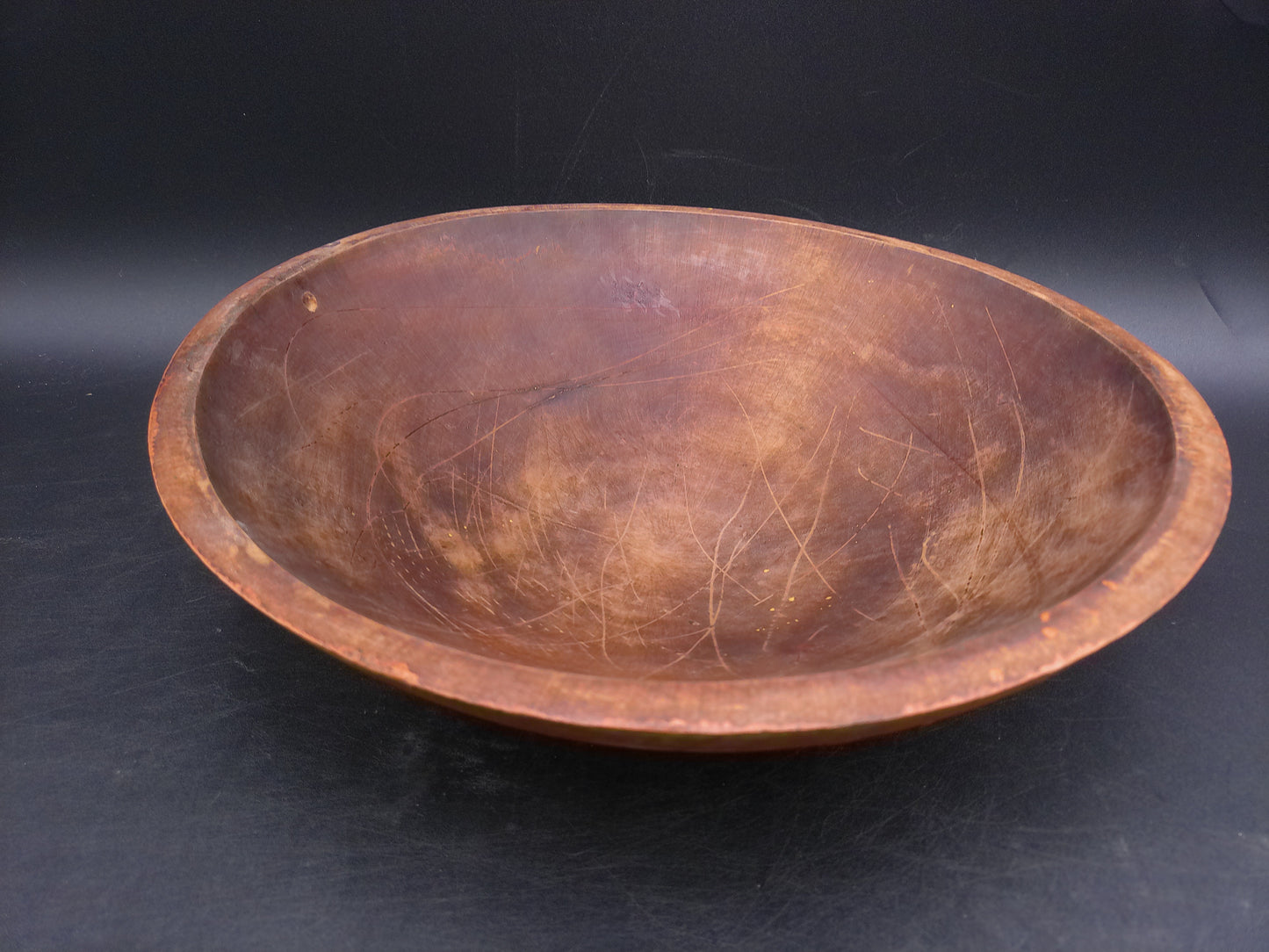 Turned Wood Wooden Bowl Vintage Rustic Country Farmhouse Farm Kitchen Home Decor