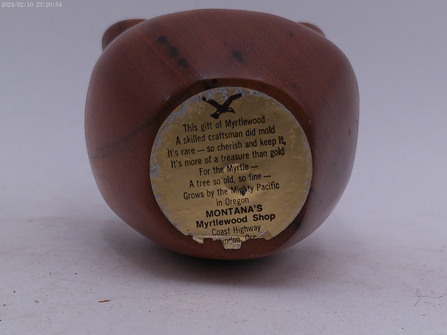Vintage Myrtlewood Owl Mid Century Modern Wood Figurine Carved
