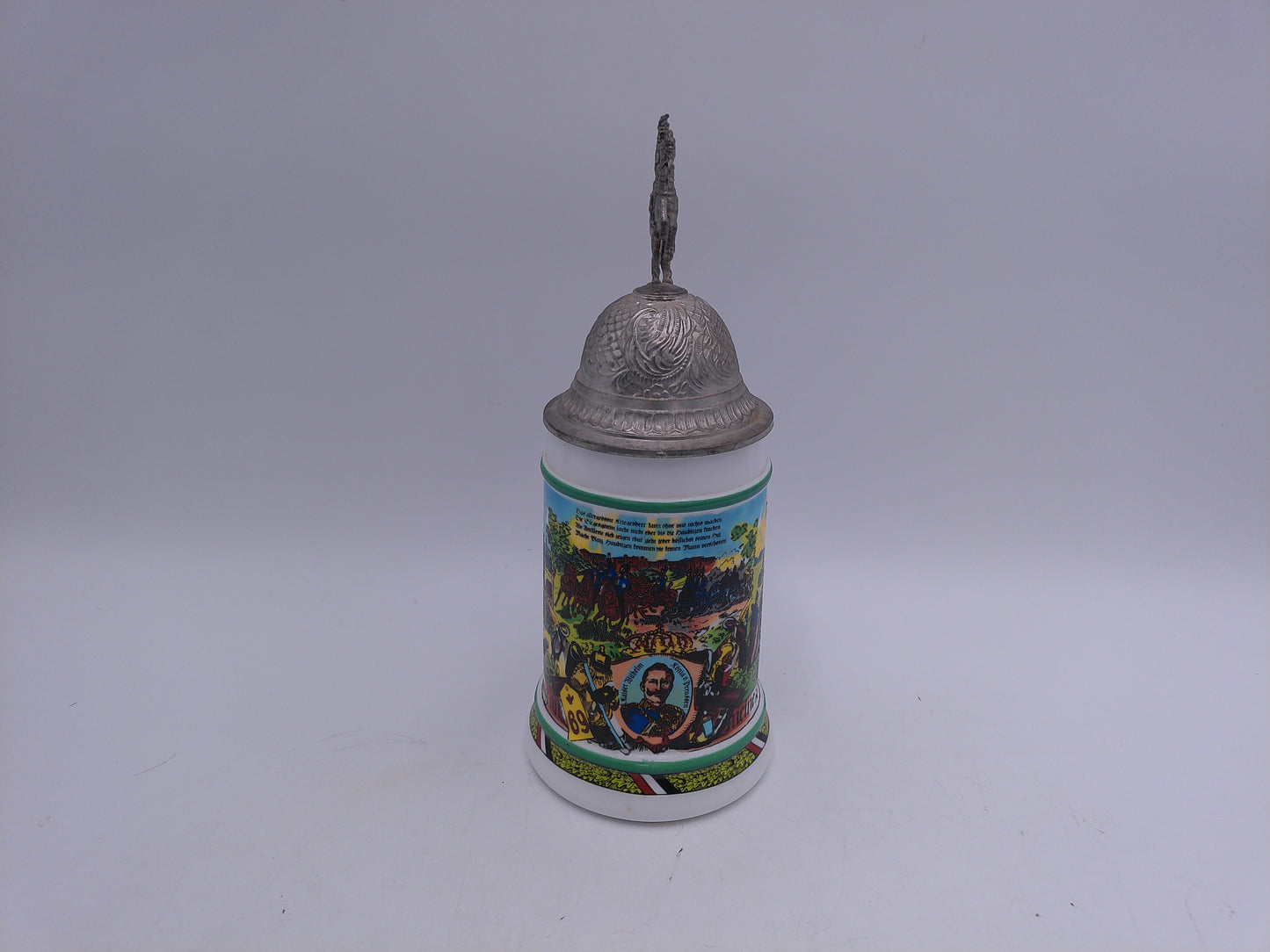 Beer Stein Mug West German with Soldier and Horse Lid