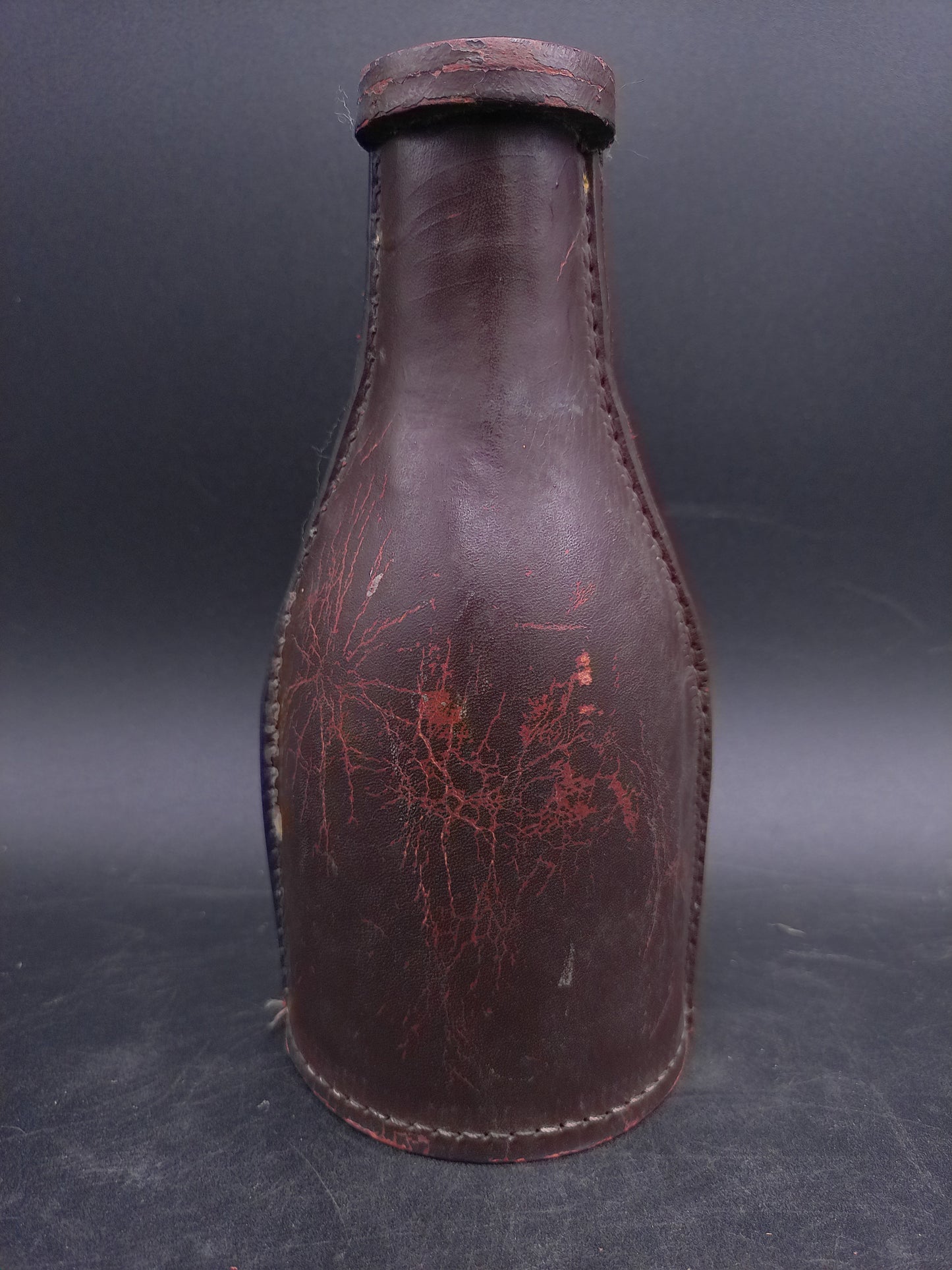 Brown Leather Pocket Billiard Pea Pool bottle Antique