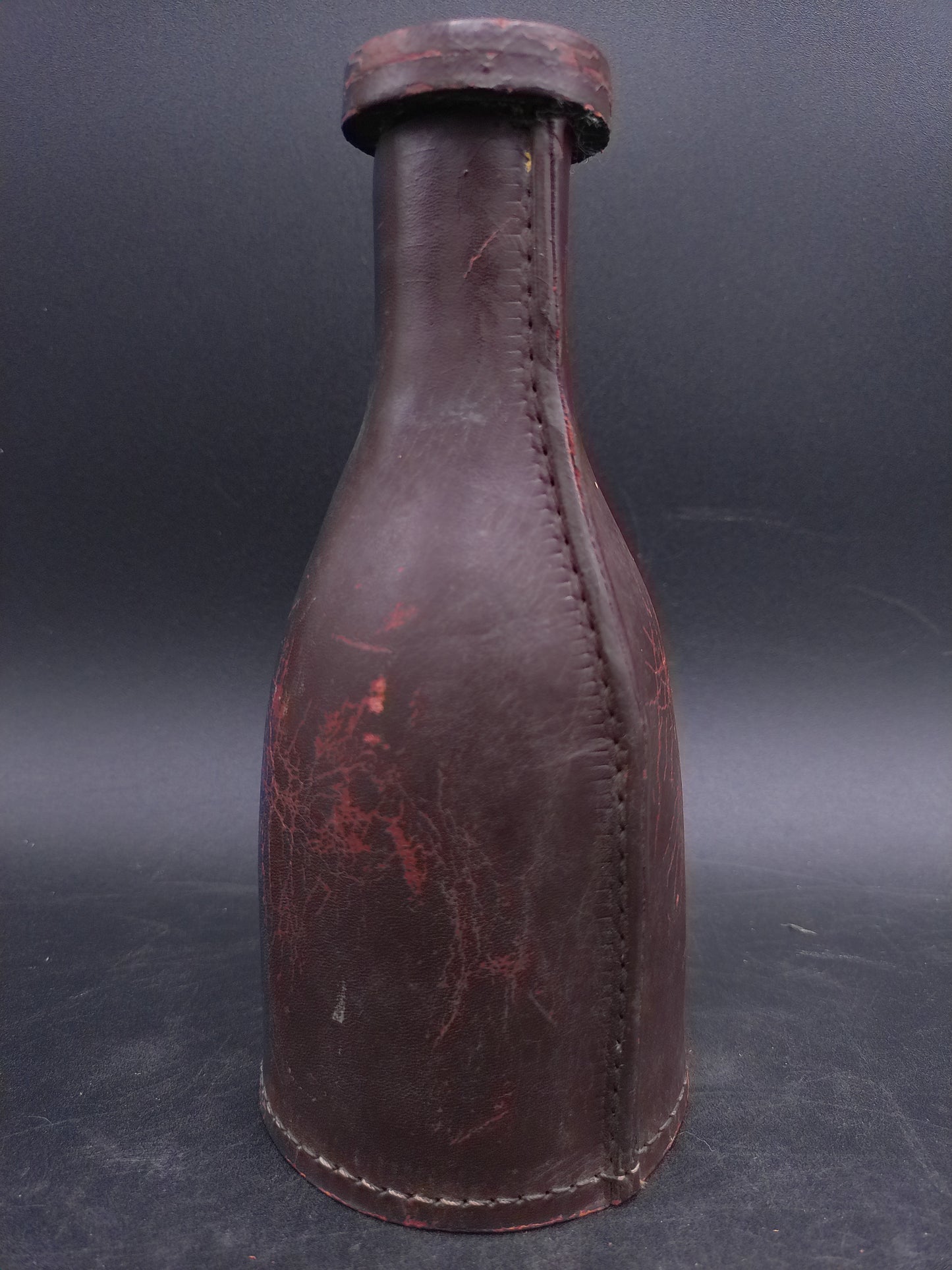 Brown Leather Pocket Billiard Pea Pool bottle Antique