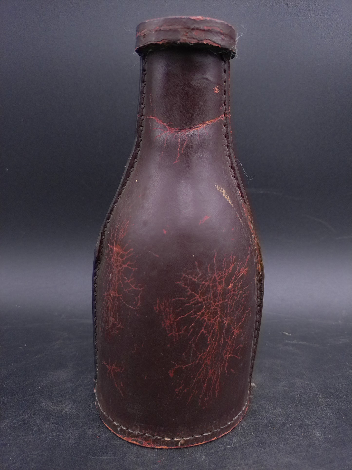 Brown Leather Pocket Billiard Pea Pool bottle Antique