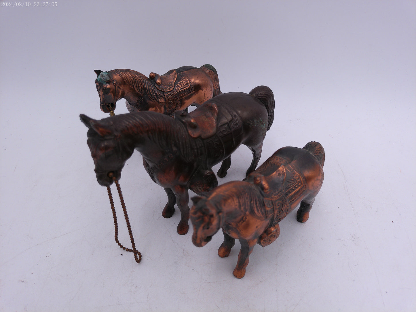 bronze metal horses Lot of 3 Vintage Statues