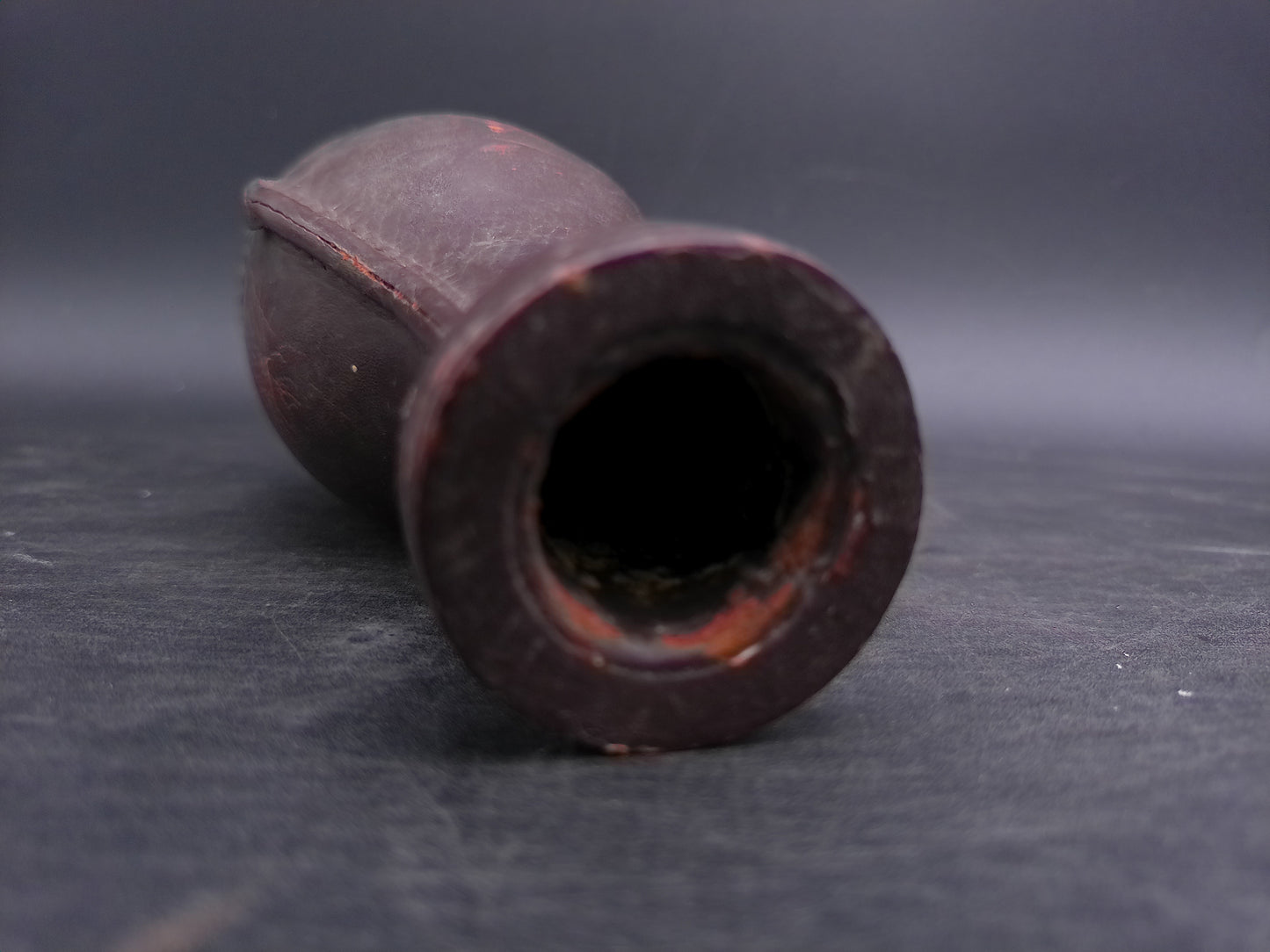 Brown Leather Pocket Billiard Pea Pool bottle Antique