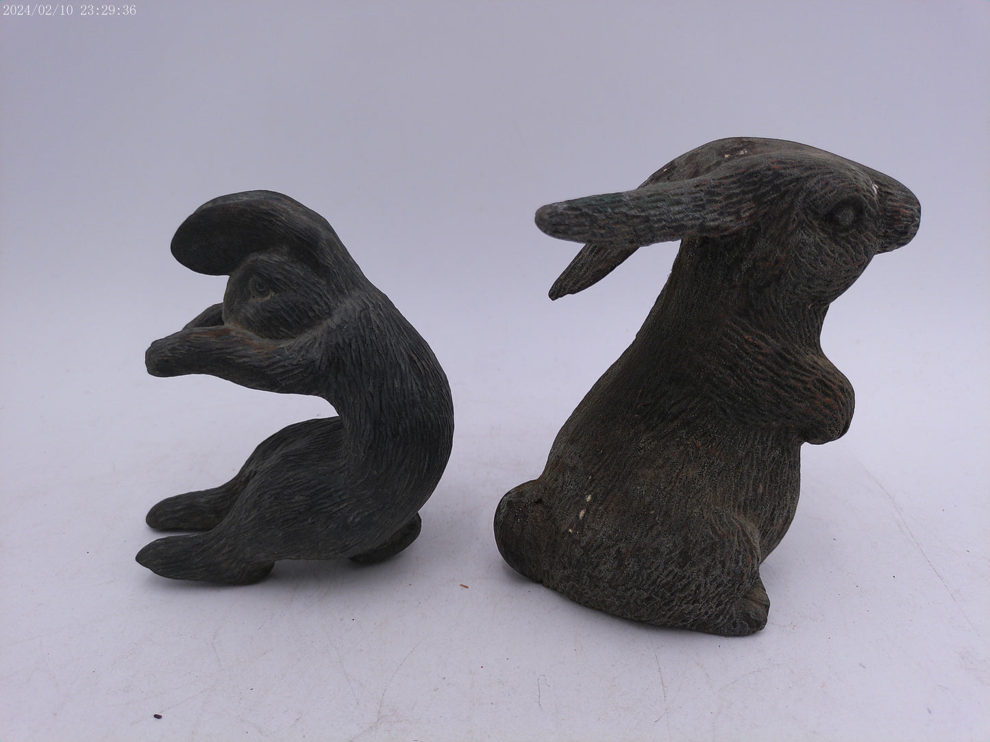 Pair of Brass or Bonze Rabbit Statues