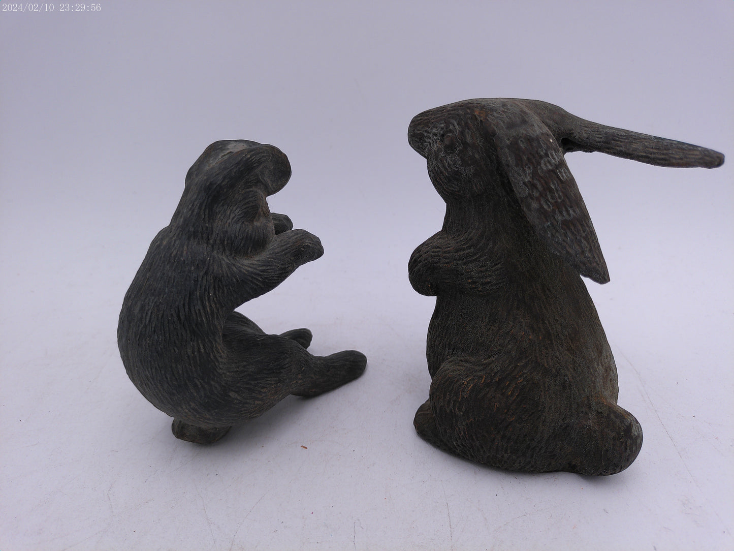 Pair of Brass or Bonze Rabbit Statues