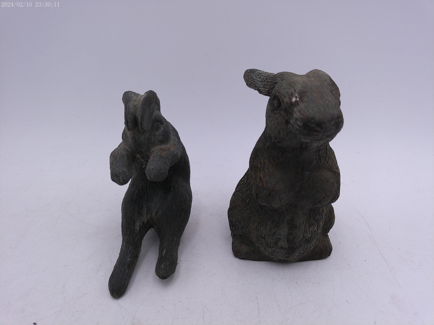 Pair of Brass or Bonze Rabbit Statues