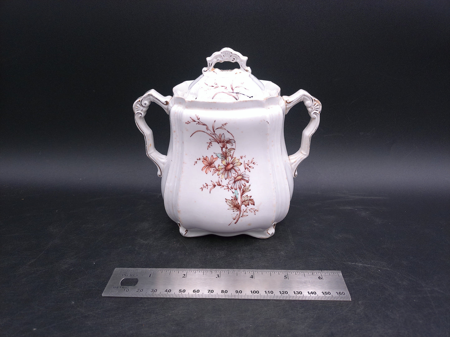Ridgways Royal Sem Porcelian Buckingham England Sugar Bowl Floral Design Gold edge
