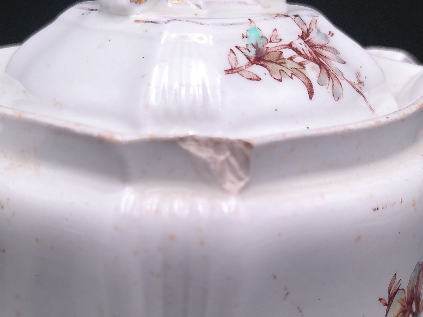 Ridgways Royal Sem Porcelian Buckingham England Sugar Bowl Floral Design Gold edge
