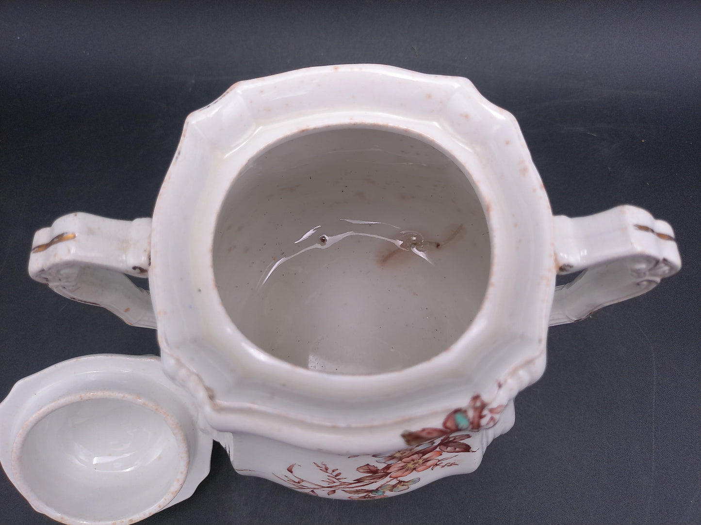 Ridgways Royal Sem Porcelian Buckingham England Sugar Bowl Floral Design Gold edge