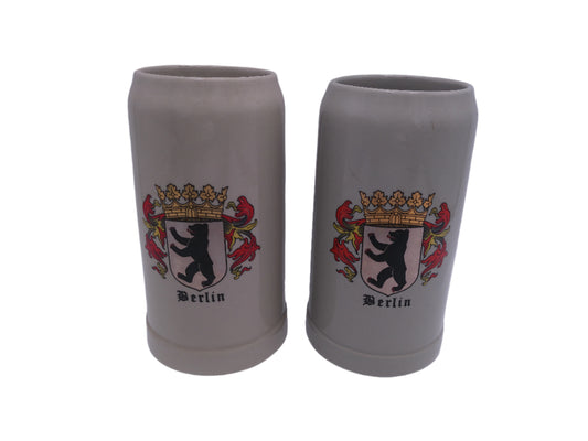 Beer Stein  qty 2 Germany German Stoneware Berlin Crest Beer Stein Mug holds 0.5 liters