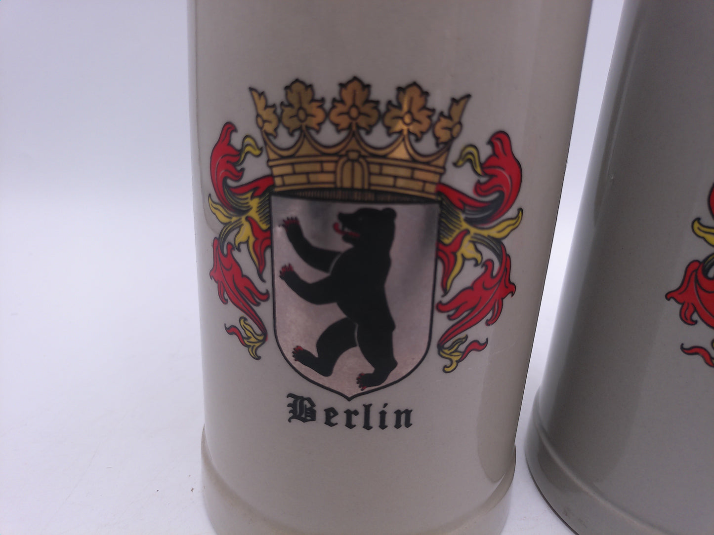 Beer Stein qty 2 Germany German Stoneware Berlin Crest Beer Stein Mug holds 0.5 liters