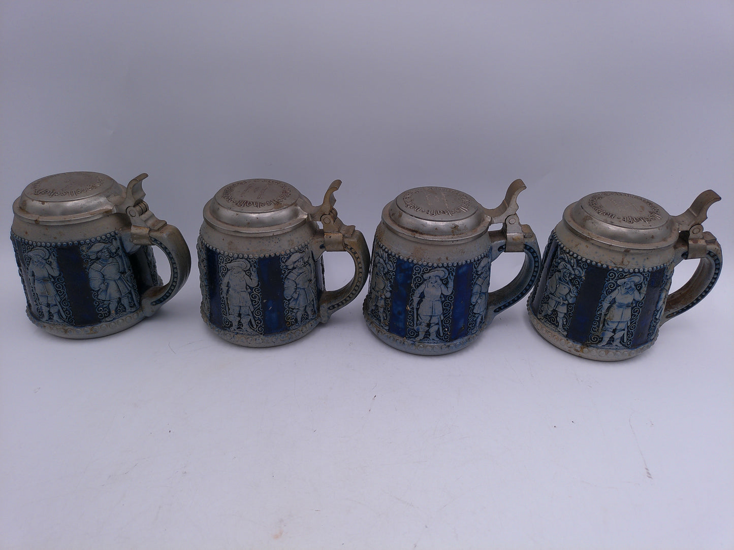 Beer Stein qty 4 Germany German with Pewter Lids from 1926 to 1930 no.1646