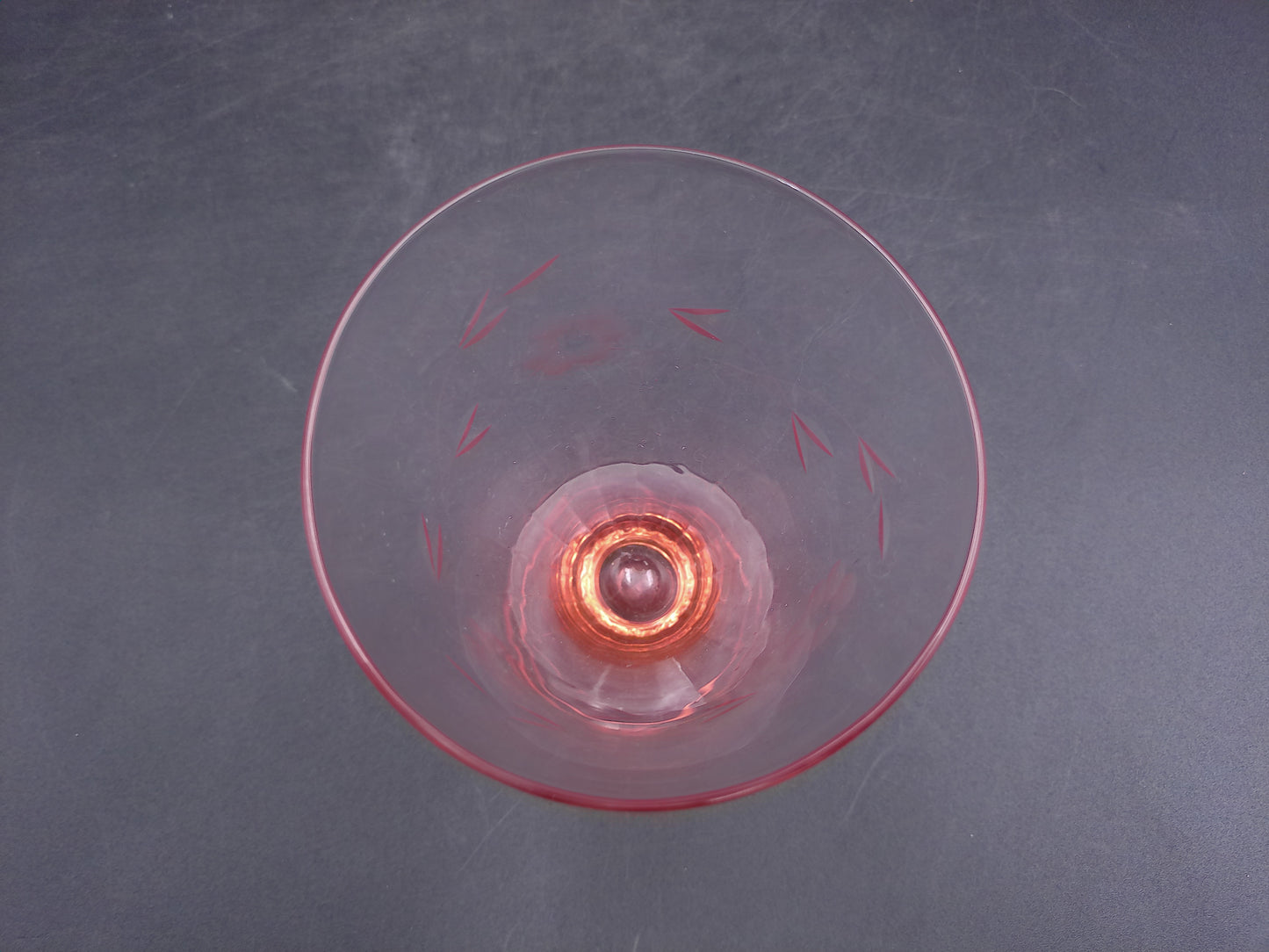 Pink Depression Glass Parfait Tumblers Floral Etched Set of 3 Vintage