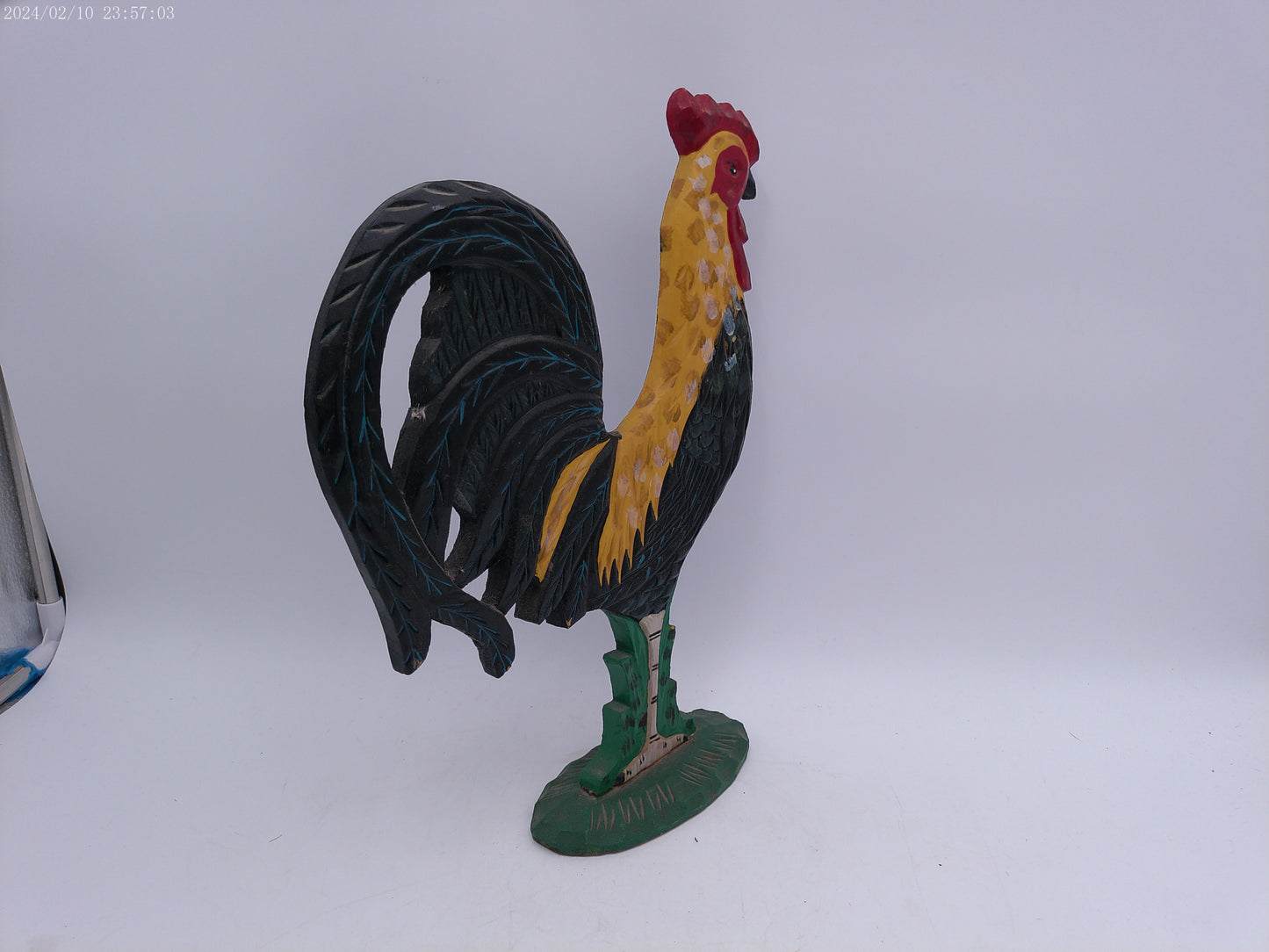 Vintage Hand Carved and Painted Wood Rooster  farmhouse kitchen