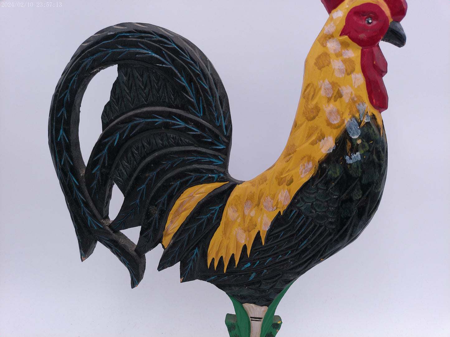 Vintage Hand Carved and Painted Wood Rooster  farmhouse kitchen