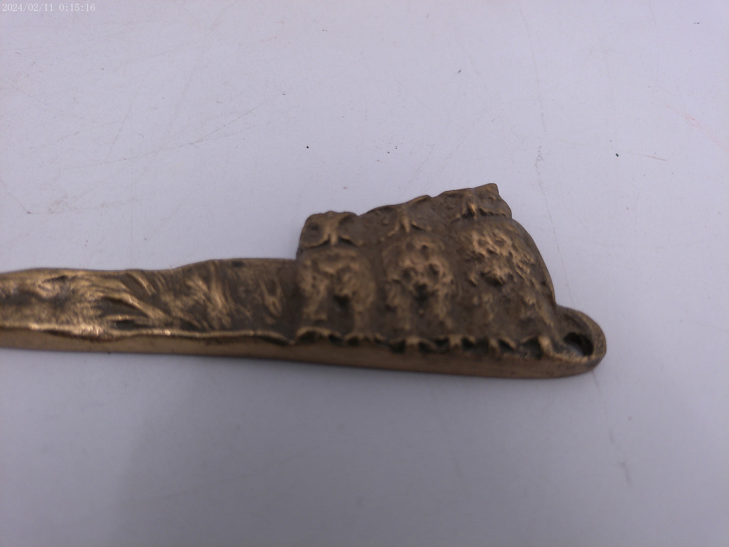 Vintage Cast Iron Inkwell holder with Letter opener Owl on Base