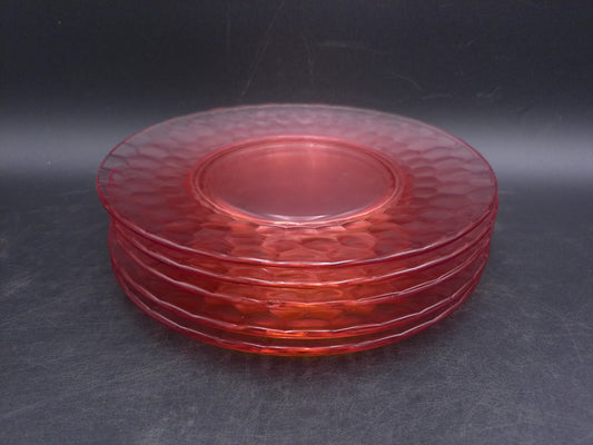 Luncheon Plate Pebble Beach Orange Red Vintage Set of 5