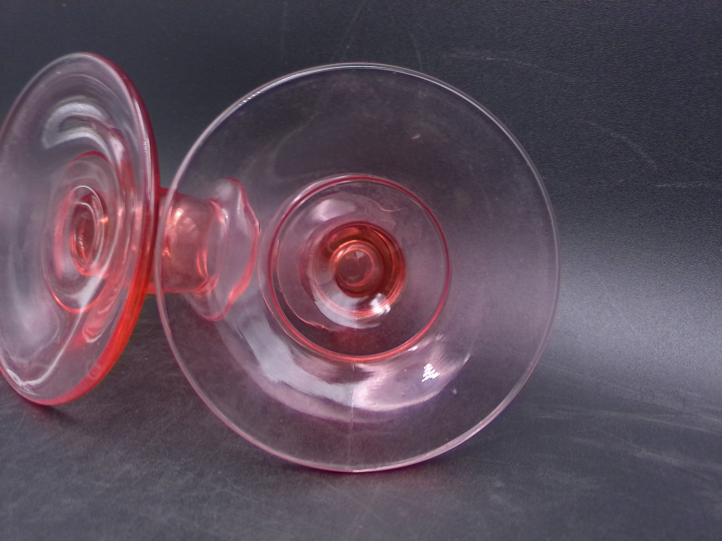 Pink Depression Glass Candlesticks Set of 2 Vintage