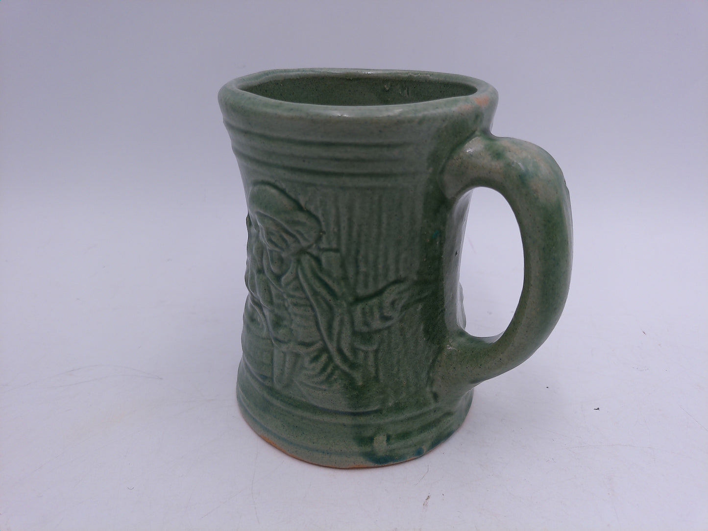 Beer Stein Vintage 1920's Buccaneer Green Pirate Stoneware Mug Cup Bar Ware 5” Tall