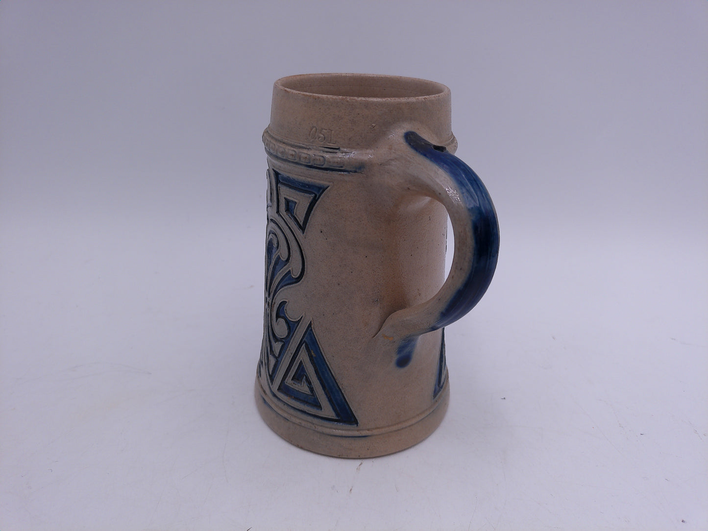 Beer Stein Vintage Salt Glaze Stein Blue Gray Stoneware Tavern Scene 0.5L German