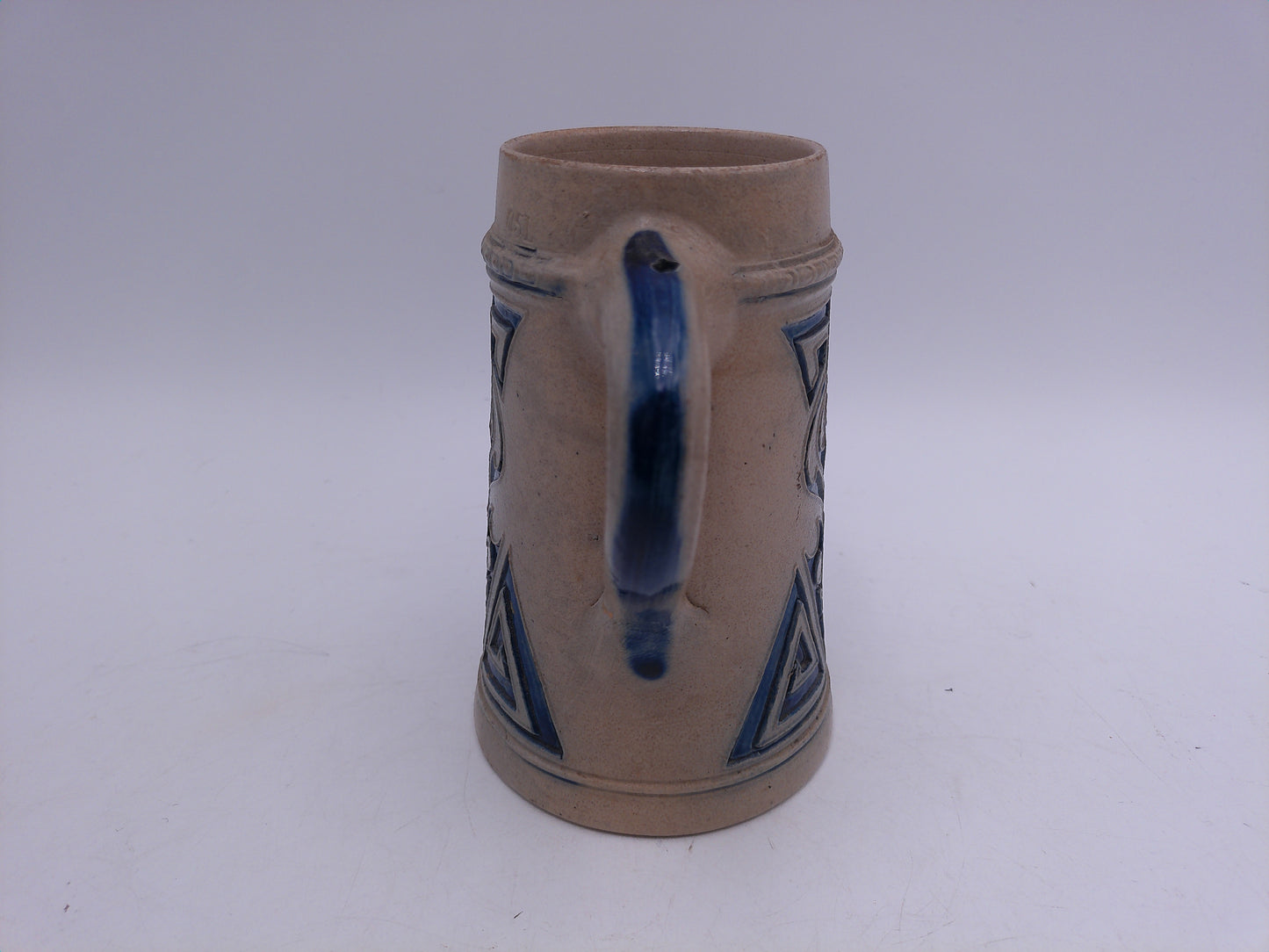 Beer Stein Vintage Salt Glaze Stein Blue Gray Stoneware Tavern Scene 0.5L German