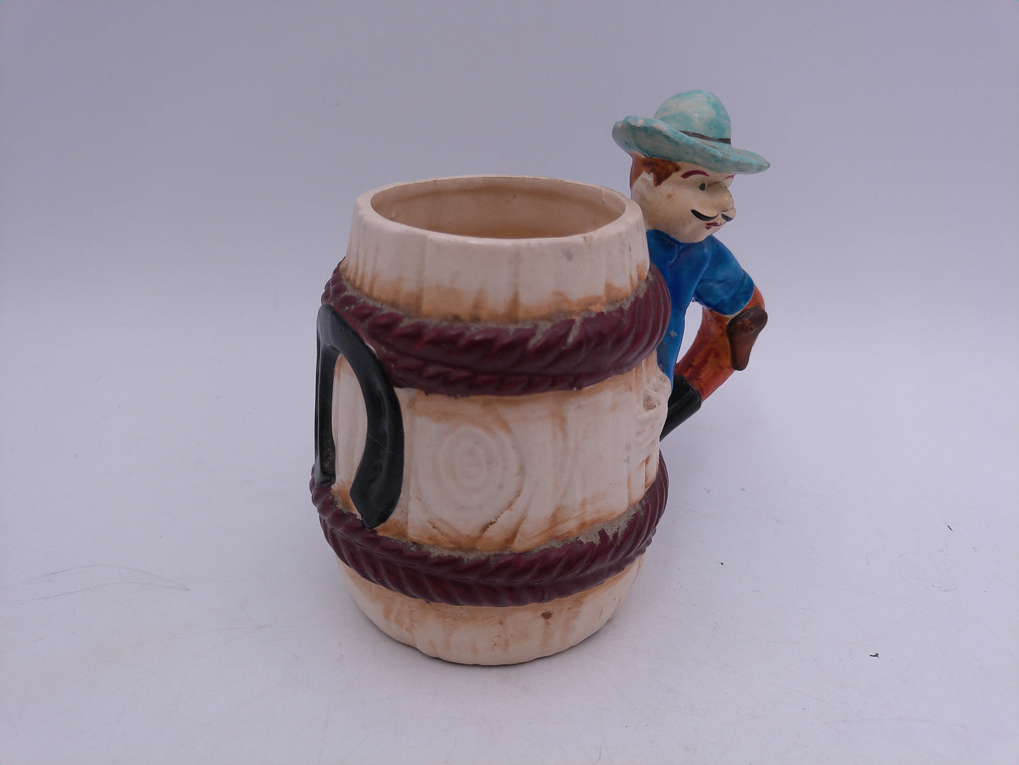 Beer Stein vintage Pottery Cowboy coffee mug circa 1950s made in Japan