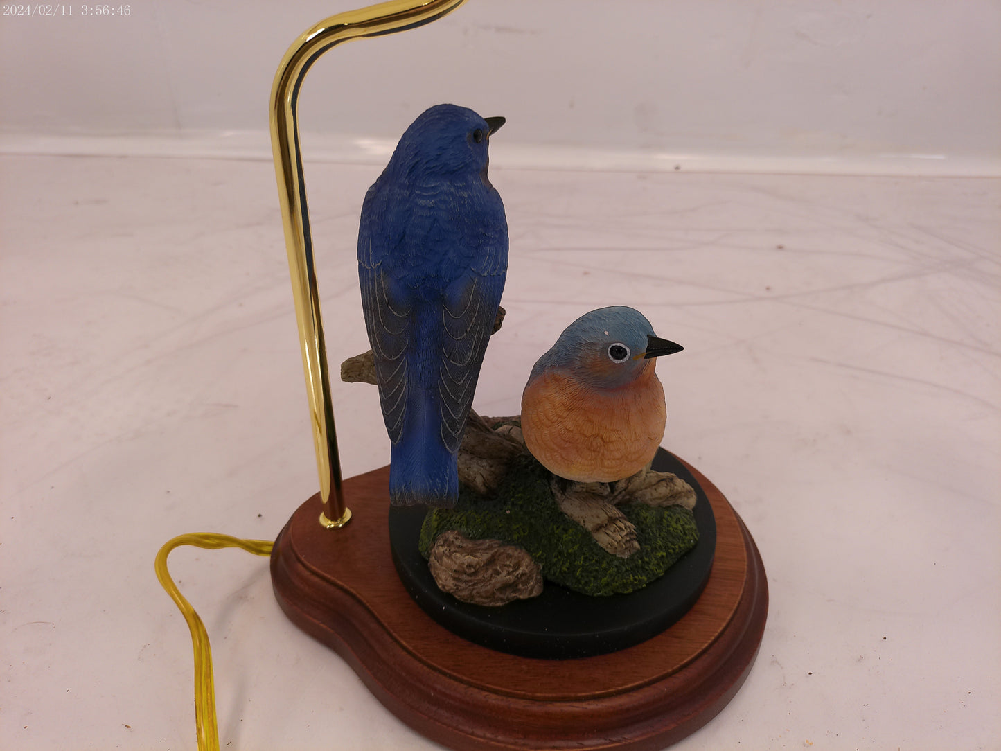 Lamp with two beautiful Blue Birds on Tree limb
