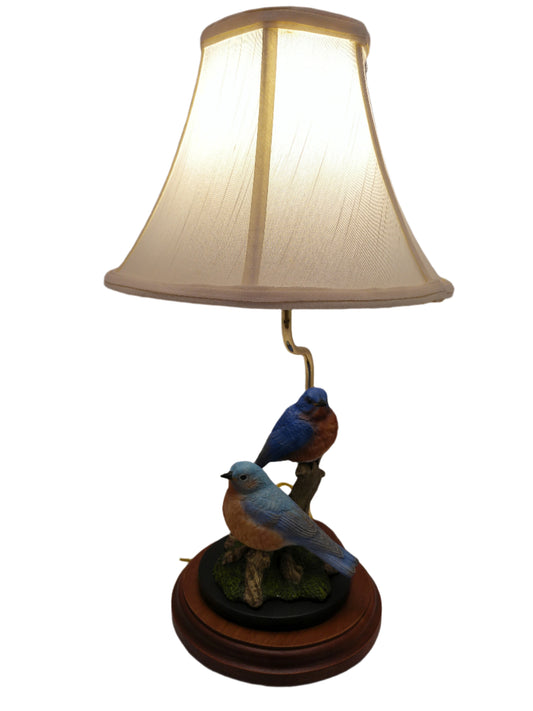 Lamp with two beautiful Blue Birds  on Tree limb