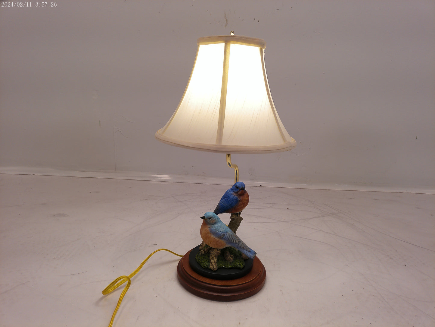 Lamp with two beautiful Blue Birds on Tree limb