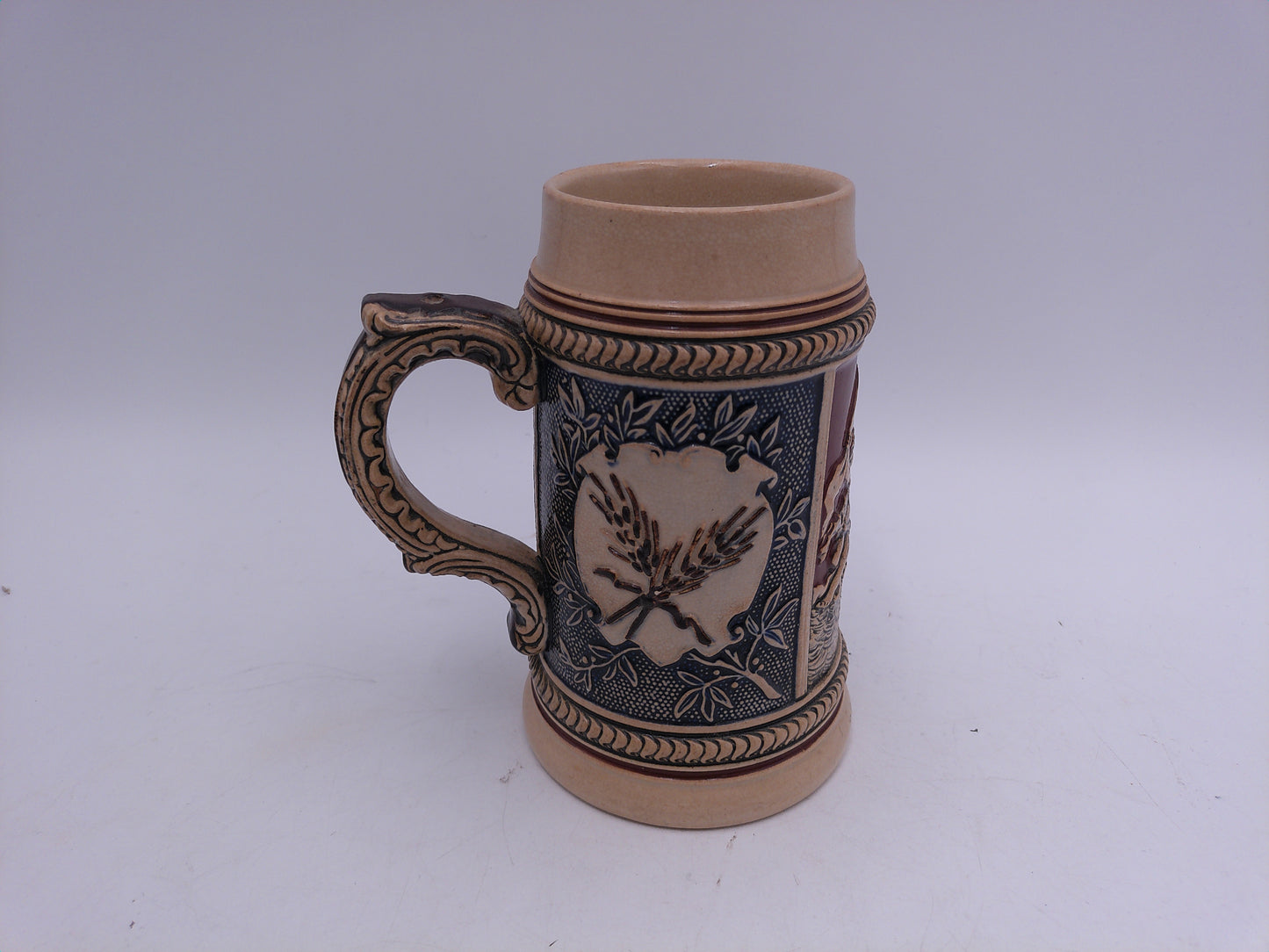 Beer Stein Vintage Prosit Brown and Tan Decorative Handle