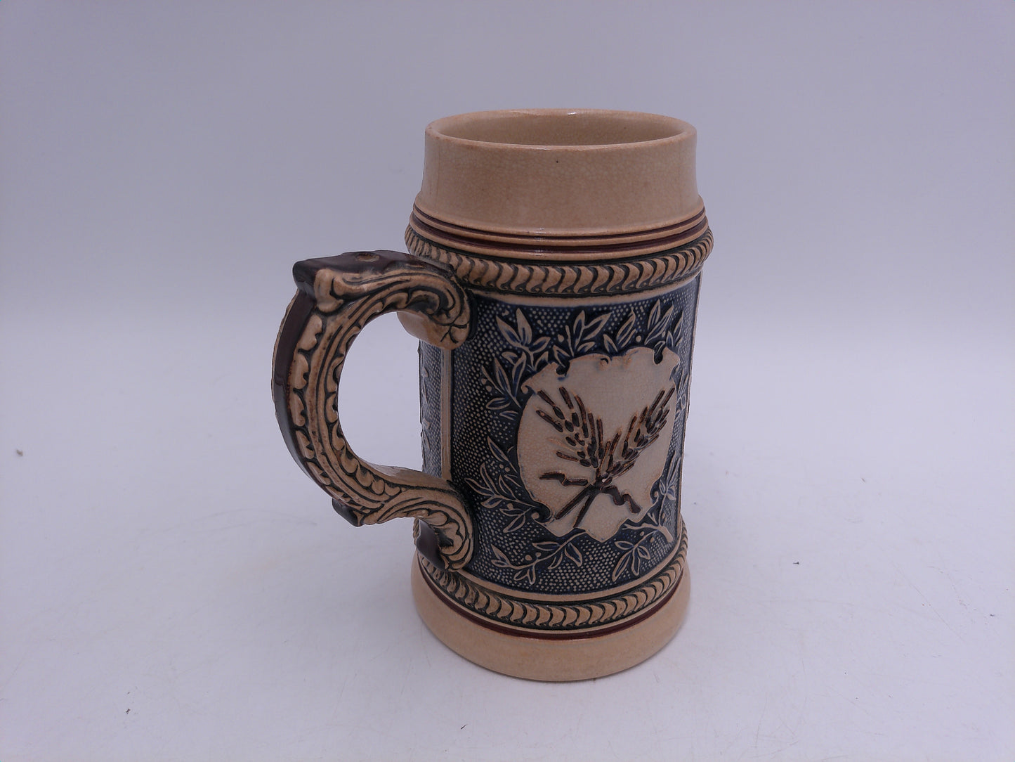 Beer Stein Vintage Prosit Brown and Tan Decorative Handle