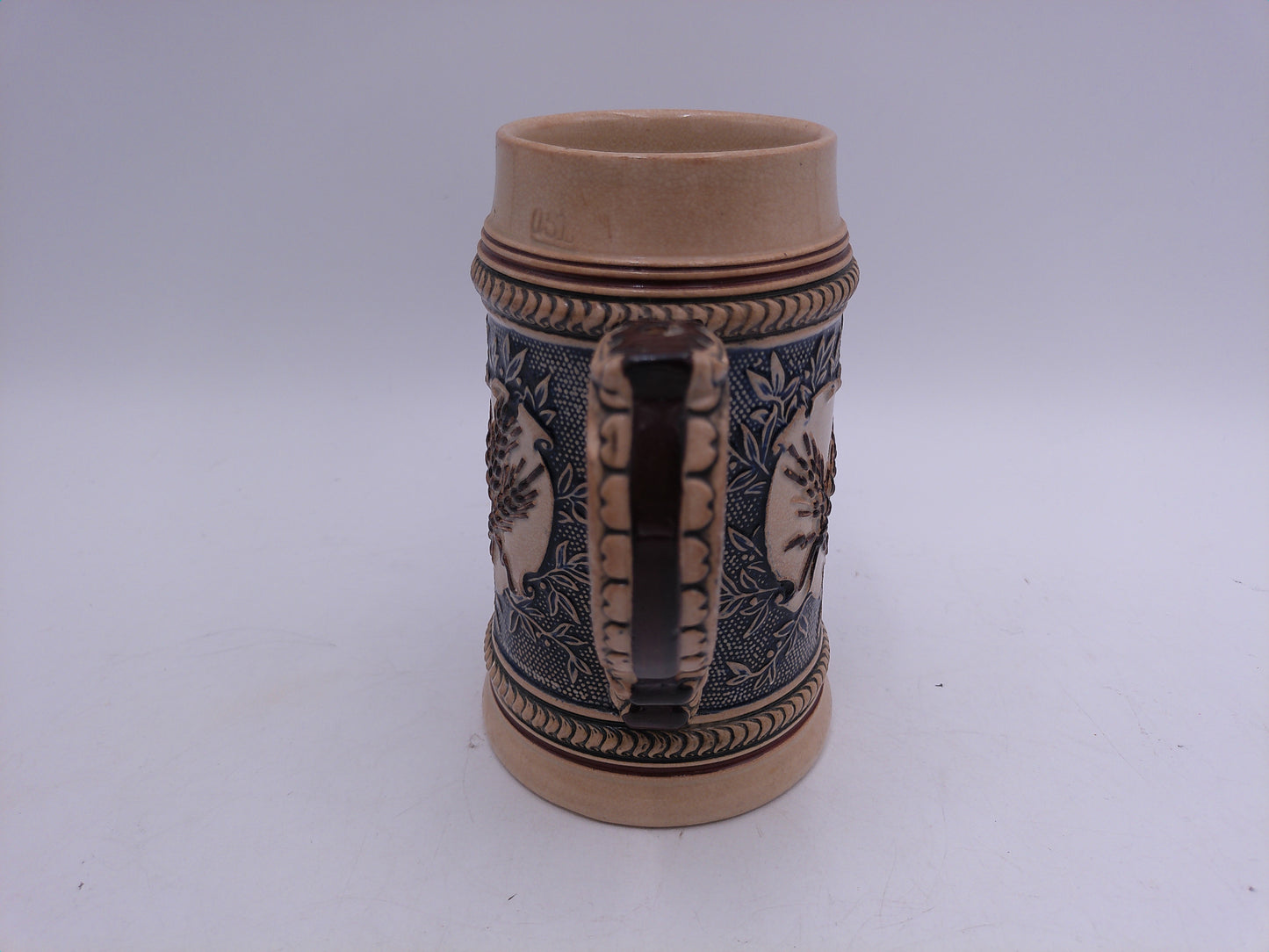 Beer Stein Vintage Prosit Brown and Tan Decorative Handle