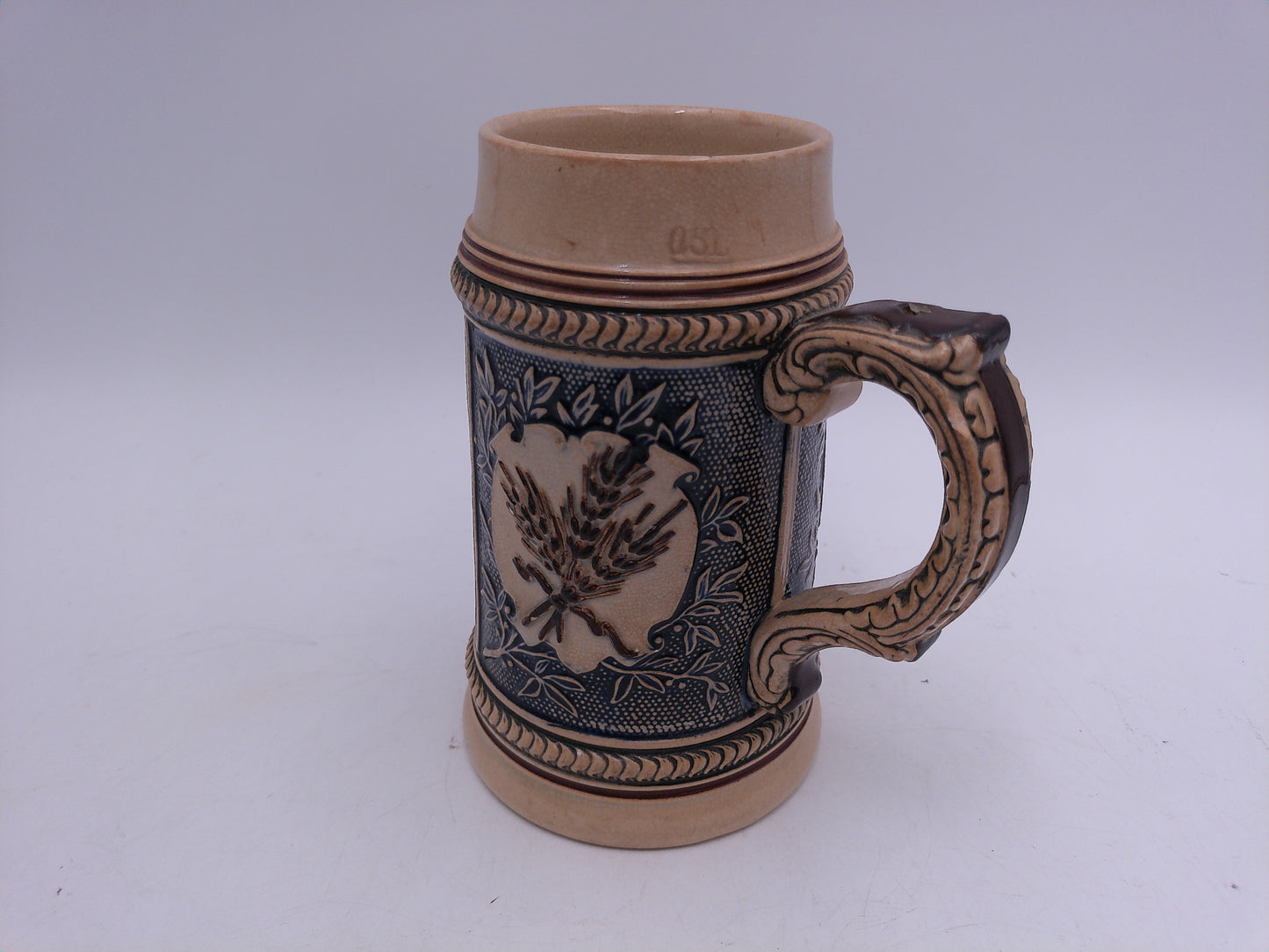 Beer Stein Vintage Prosit Brown and Tan Decorative Handle