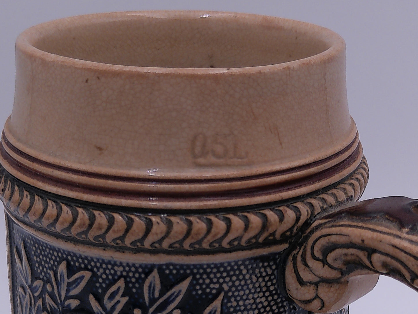Beer Stein Vintage Prosit Brown and Tan Decorative Handle